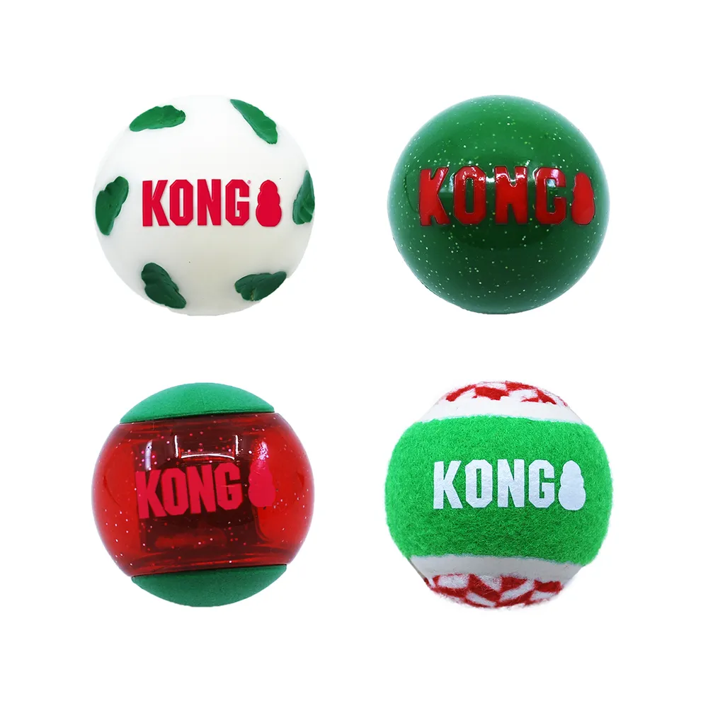 KONG Holiday Occasions Balls 4-pack M - jule hundelegetøj